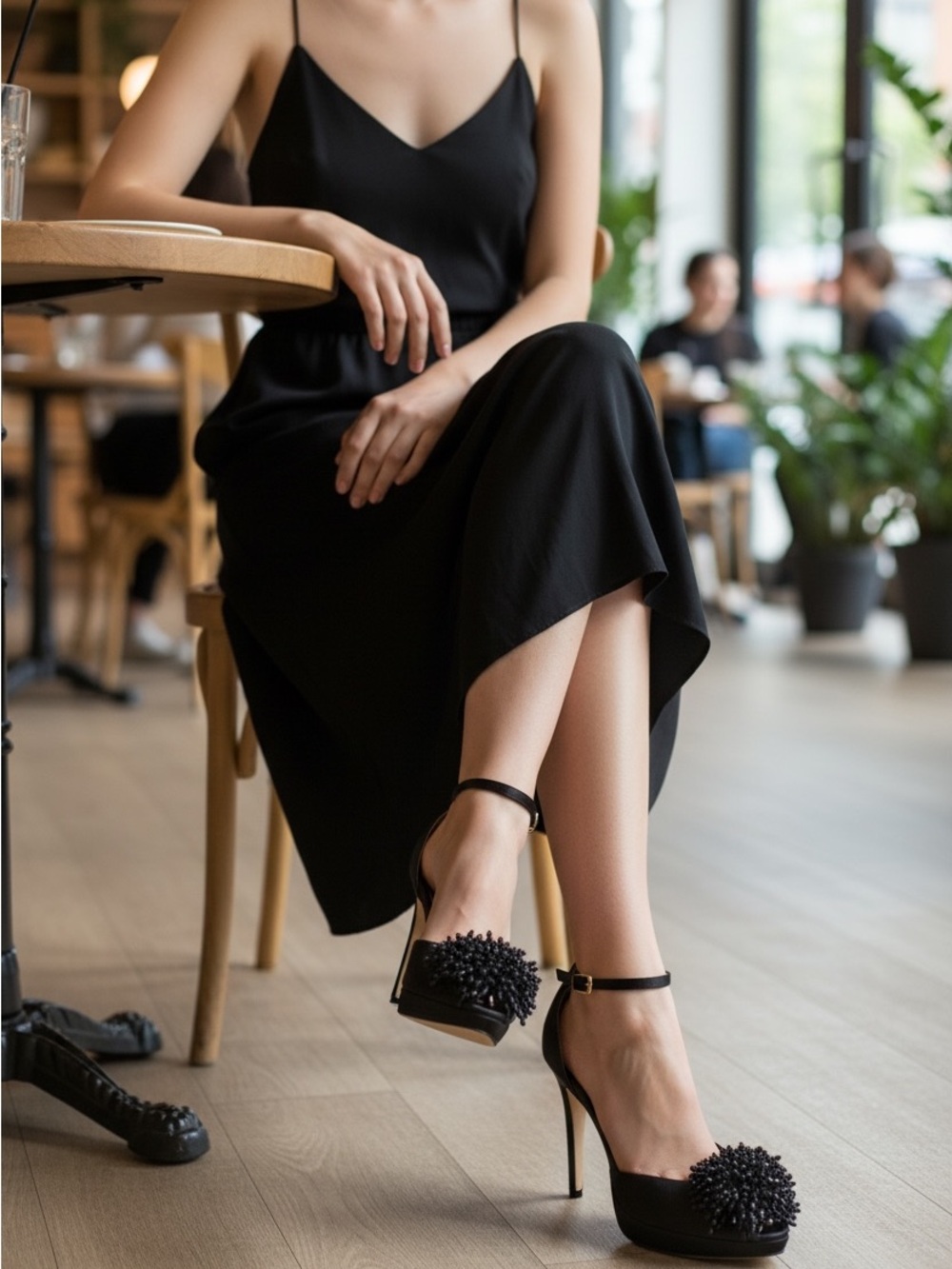 Witchery Black Beaded Platform Stiletto Heels